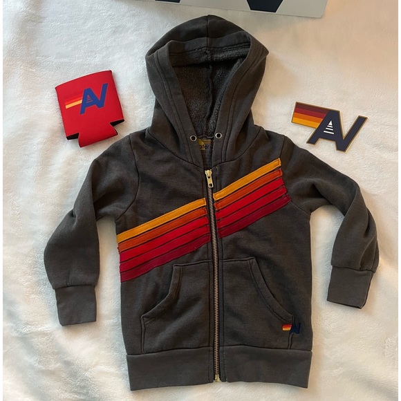 Aviator Nation Other - New with Tag Kids 5 Stripe Aviator Nation Zip up hoodie Size 2 Charcoal